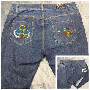 VTG 90s Y2K Coogi Australia Mens Embroidered Baggy Jeans Blue 48X32 Hip Hop